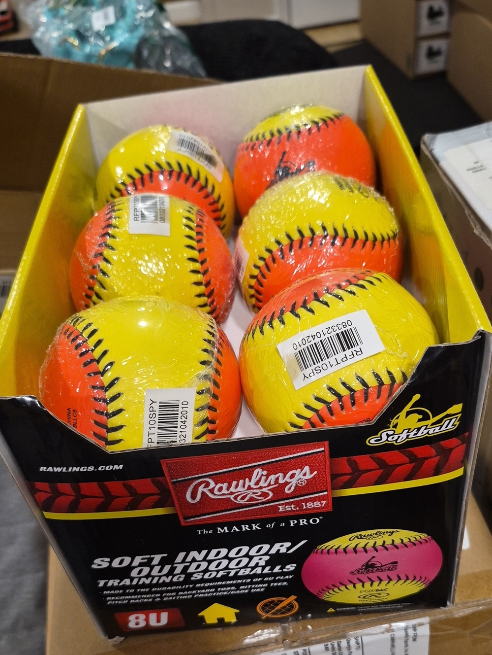 Rawlings Yellow and Orange Training Softballs - 12 Pack